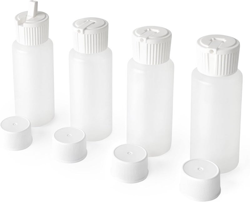 SELECTSHEN 2oz TSA Approved Translucent Squeeze Bottles with Fliptop & Extra Screw Caps, Set of 4, Leak Proof, FDA Compliant. Safe for Premium Costmetic, Shampoo, Conditioner and DIY projects. (HDPE FlipTop) - Image 1